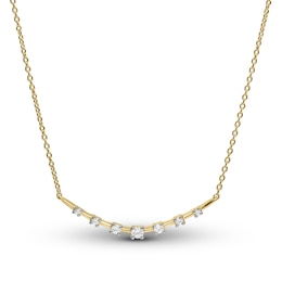 Previously Owned Diamond Smile Necklace 1/5 ct tw Round-cut 10K Yellow Gold 16.4"