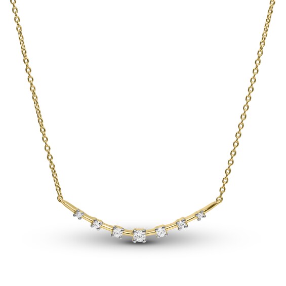 Previously Owned Diamond Smile Necklace 1/5 ct tw Round-cut 10K Yellow Gold 16.4"