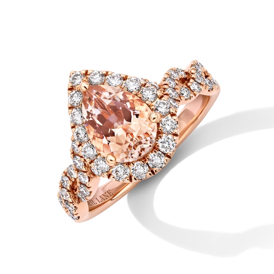 Previously Owned Neil Lane Morganite Engagement Ring 3/4 ct tw Pear & Round-cut 14K Rose Gold