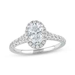 Previously Owned  Lab-Grown Diamonds Oval-Cut Engagement Ring 1-1/2 ct tw 14K White Gold