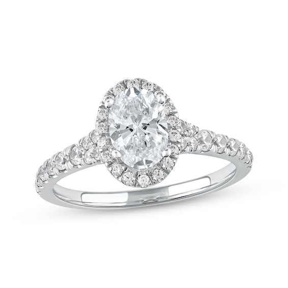 Previously Owned Lab-Grown Diamonds Oval-Cut Engagement Ring 1-1/2 ct tw 14K White Gold