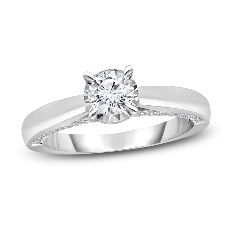 Main Image 1 of Previously Owned Diamond Solitaire Ring 1 ct tw Round-cut 10K White Gold (J/I3)