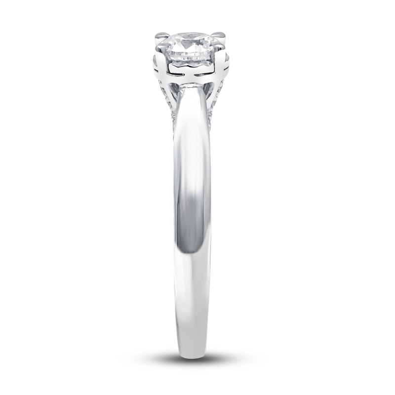 Main Image 2 of Previously Owned Diamond Solitaire Ring 1 ct tw Round-cut 10K White Gold (J/I3)