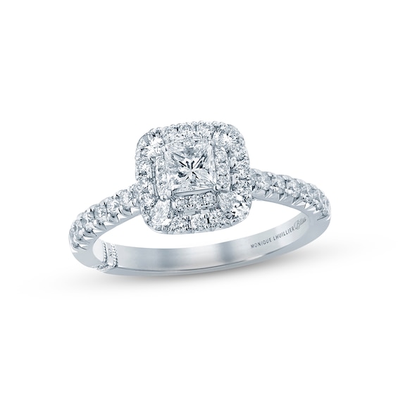 Previously Owned Monique Lhuillier Bliss Diamond Engagement Ring 1 ct tw Princess, Pear & Round-cut 18K White Gold