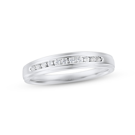 Previously Owned Men's Diamond Wedding Band 1/8 ct tw Round-cut 10K White Gold
