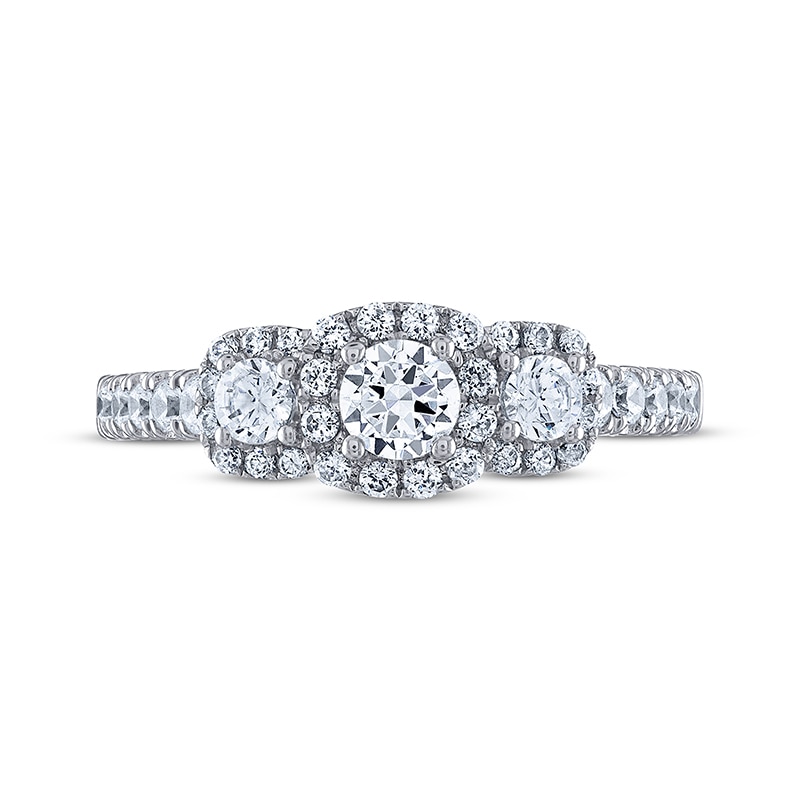 Main Image 3 of Previously Owned Memories Moments Magic Round-Cut Diamond Three-Stone Engagement Ring 1/2 ct tw 14K White Gold