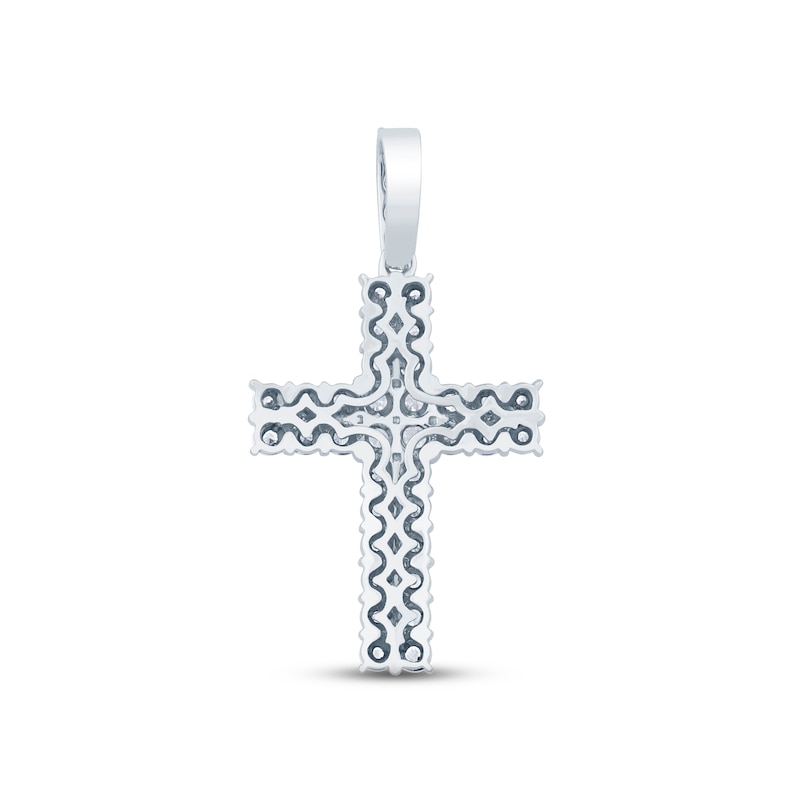 Main Image 3 of Previously Owned Men's Diamond Cross Charm 1 ct tw Round-cut 10K White Gold