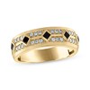 Thumbnail Image 1 of Previously Owned Men’s Square Cut Black & Round-Cut White Diamond Wedding Band 5/8 ct tw 10K Yellow Gold