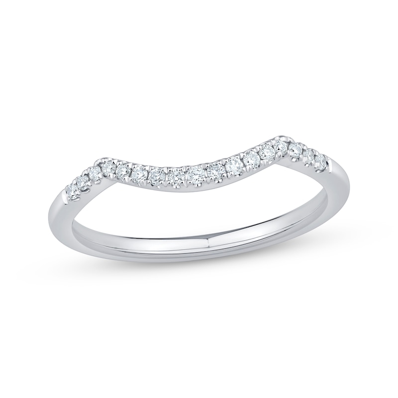 Main Image 1 of Previously Owned Diamond Contour Wedding Band 1/10 ct tw 14K White Gold