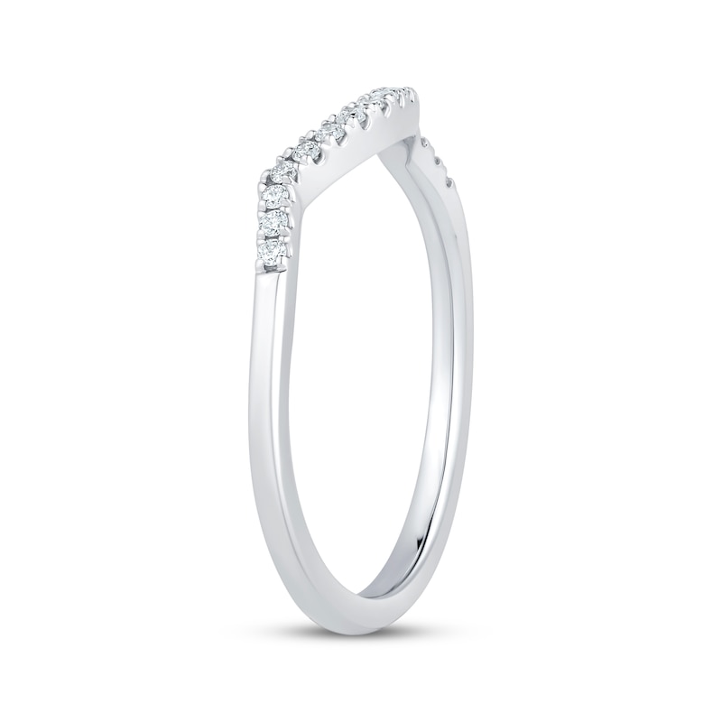 Main Image 2 of Previously Owned Diamond Contour Wedding Band 1/10 ct tw 14K White Gold