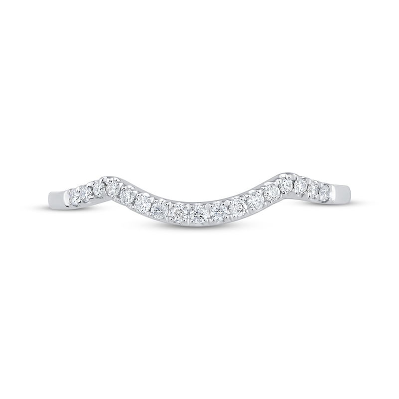 Main Image 3 of Previously Owned Diamond Contour Wedding Band 1/10 ct tw 14K White Gold