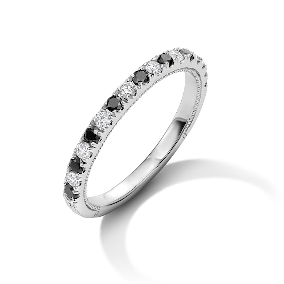 Previously Owned Neil Lane Black & White Diamond Anniversary Ring 1/2 ct tw Round-cut 14K White Gold