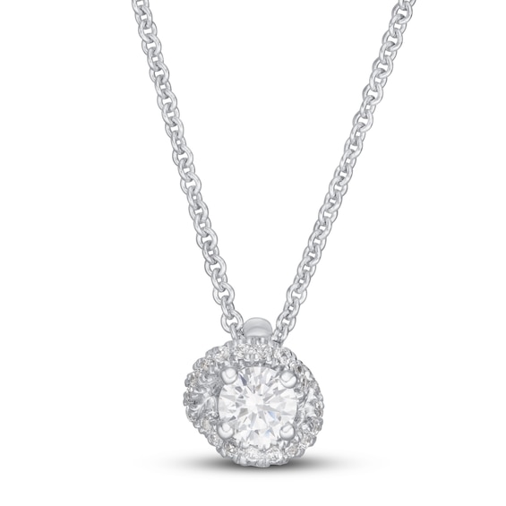 Previously Owned Diamond Necklace 1/3 ct tw Round-cut 14K White Gold 18" (I/I2)