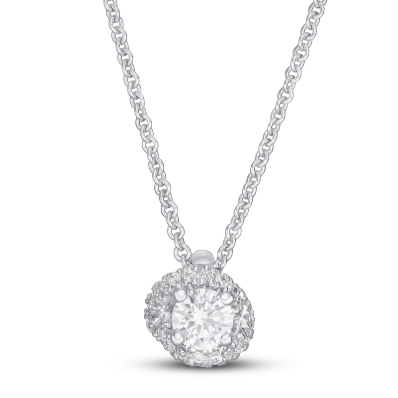 Main Image 1 of Previously Owned Diamond Necklace 1/3 ct tw Round-cut 14K White Gold 18" (I/I2)