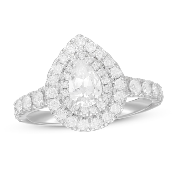 Previously Owned Neil Lane Engagement Ring 1-3/8 ct tw Pear/Round 14K White Gold