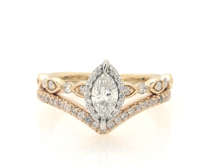 Main Image 1 of Previously Owned Marquise-Cut Diamond Bridal Set 1/2 ct tw 14K Two-Tone Gold Size 5.5