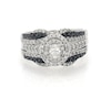 Thumbnail Image 1 of Previously Owned Oval-Cut Black & White Diamond Halo Bridal Set 7/8 ct tw 14K White Gold Size 7.25