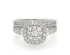Thumbnail Image 1 of Previously Owned Multi-Diamond Cushion Halo Bridal Set 1-1/5 ct tw 14K White Gold Size 9.5