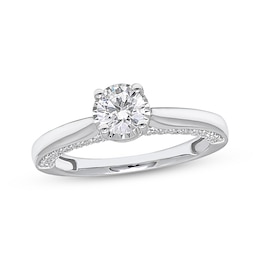 Previously Owned Round-Cut Diamond Solitaire Plus Engagement Ring 1 ct tw 10K White Gold