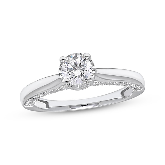 Previously Owned Round-Cut Diamond Solitaire Plus Engagement Ring 1 ct tw 10K White Gold