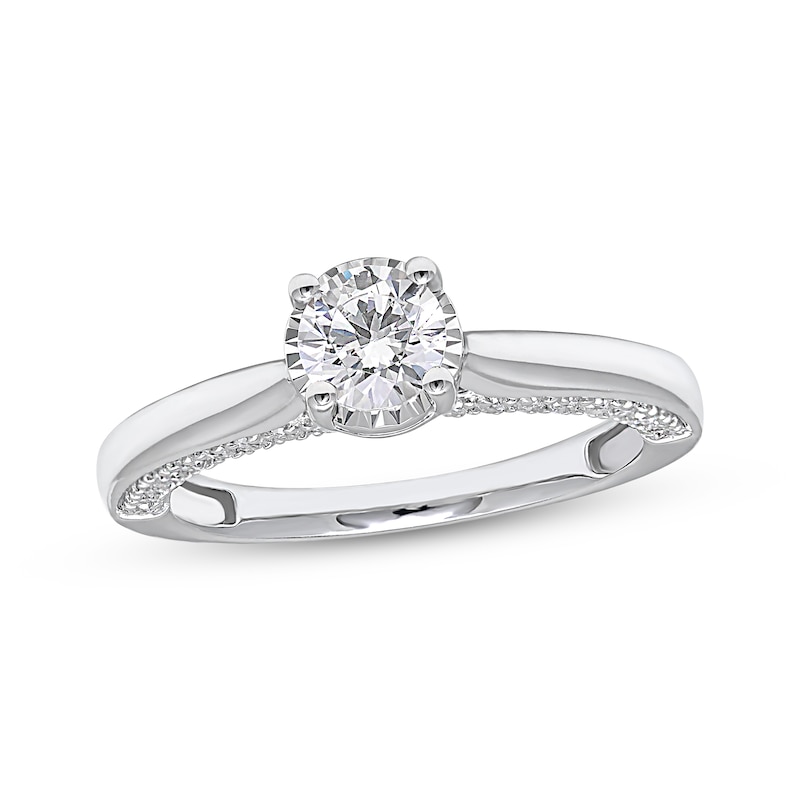Main Image 1 of Previously Owned Round-Cut Diamond Solitaire Plus Engagement Ring 1 ct tw 10K White Gold