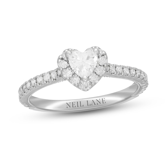 Previously Owned Neil Lane Diamond Engagement Ring 5/8 ct tw Heart & Round-Cut 14K White Gold