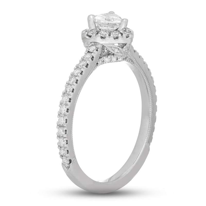 Main Image 3 of Previously Owned Neil Lane Diamond Engagement Ring 5/8 ct tw Heart & Round-Cut 14K White Gold