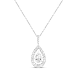 Previously Owned Unstoppable Love Pear-Shaped Diamond Necklace 1 ct tw 10K White Gold 19”