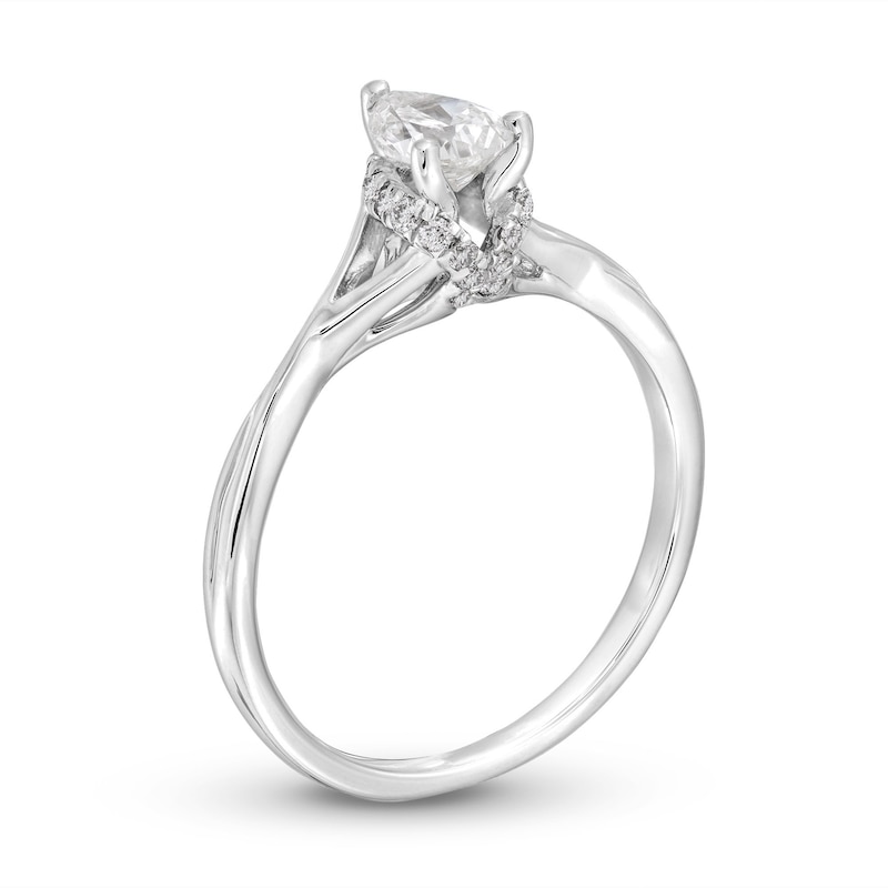 Main Image 2 of Previously Owned Diamond Solitaire Engagement Ring 5/8 ct tw Pear-Shaped 14K White Gold (I/I2)