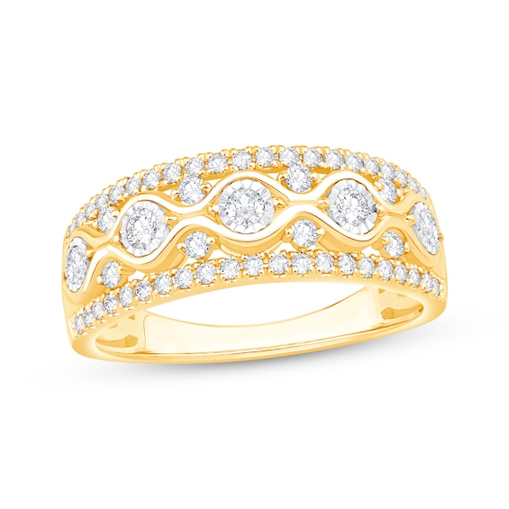 Previously Owned Diamond Wave Anniversary Band 1/2 ct tw 10K Two-Tone Gold