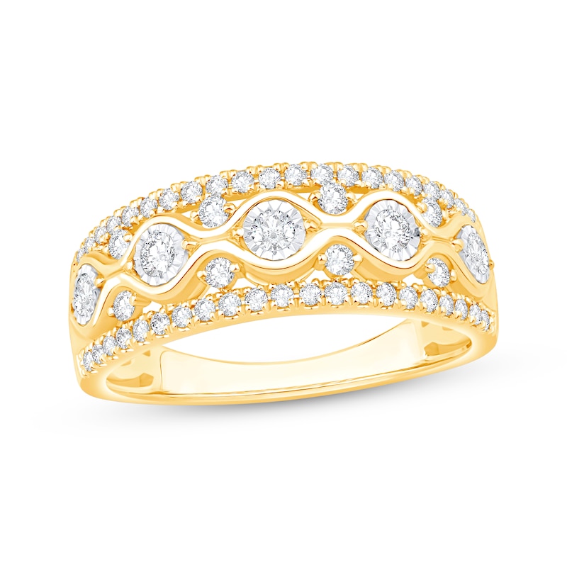 Main Image 1 of Previously Owned Diamond Wave Anniversary Band 1/2 ct tw 10K Two-Tone Gold