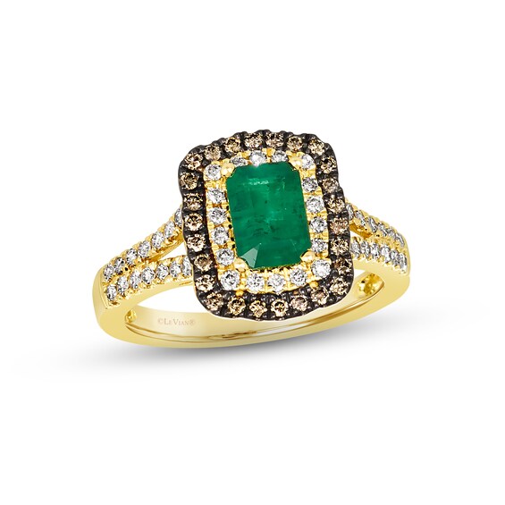 Previously Owned Le Vian Emerald Ring 1/2 ct tw Diamonds 14K Honey Gold