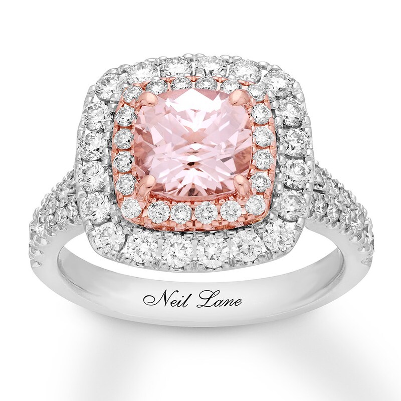 Main Image 1 of Previously Owned Neil Lane Morganite Engagement Ring 1-1/4 ct tw Diamonds 14K Two-Tone Gold Size 10