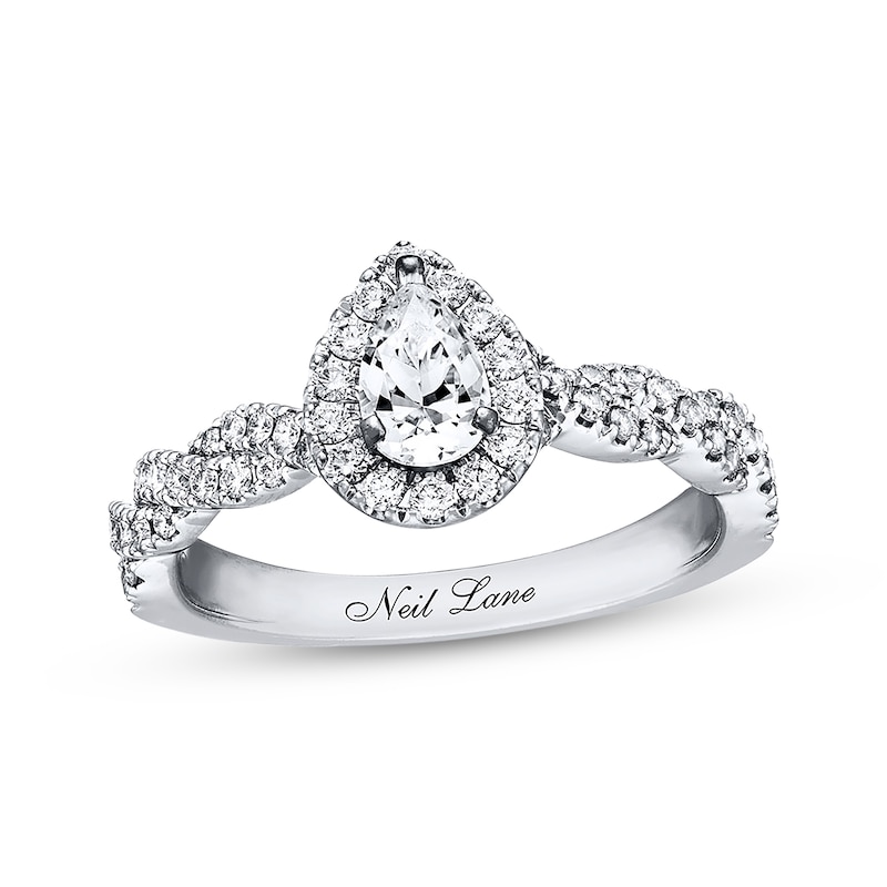 Main Image 1 of Previously Owned Neil Lane Engagement Ring 3/4 ct tw Pear & Round-cut Diamonds 14K White Gold Size 11
