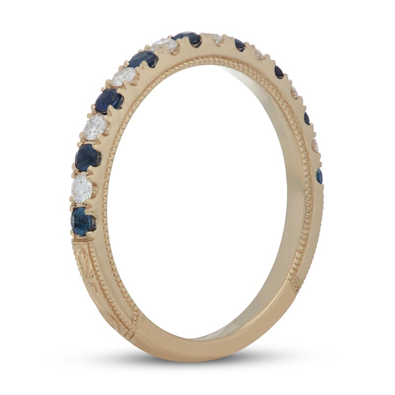 Main Image 2 of Previously Owned Neil Lane Blue Sapphire & Diamond Anniversary Ring 1/5 ct tw 14K Yellow Gold Size 9