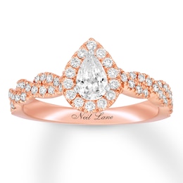 Previously Owned Neil Lane Engagement Ring 3/4 ct tw Pear & Round-cut Diamonds 14K Rose Gold