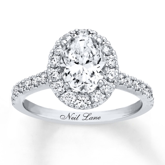 Previously Owned Neil Lane Diamond Engagement Ring 2-1/8 ct tw Oval & Round-cut 14K White Gold