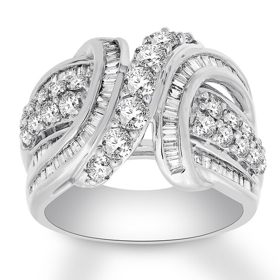 Previously Owned Diamond Ring 1-7/8 ct tw Round & Baguette 10K White Gold