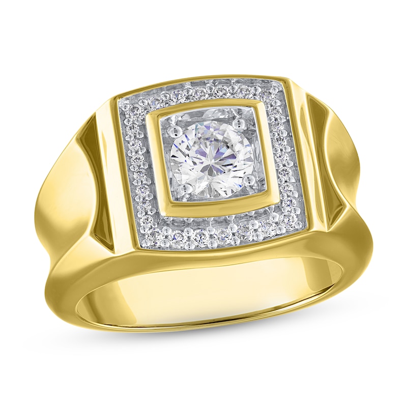 Main Image 1 of Previously Owned Men's KAY Lab-Grown Diamonds Square Ring 1 ct tw 14K Yellow Gold