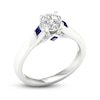Thumbnail Image 2 of Previously Owned Diamond & Blue Sapphire Engagement Ring 3/4 ct tw Round & Princess-cut 14K White Gold