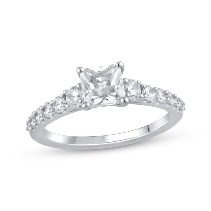 Main Image 1 of Previously Owned Lab-Grown Diamonds Princess-Cut Engagement Ring 1-1/2 ct tw 14K White Gold