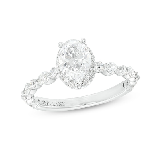 Previously Owned Neil Lane Premiere Diamond Engagement Ring 1-1/2 ct tw Oval/Pear/Round-cut 14K White Gold Size 6