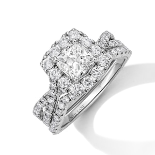 Previously Owned Neil Lane Artistry Cushion-Cut Lab-Grown Diamond Halo Bridal Set 2 ct tw 14K White Gold