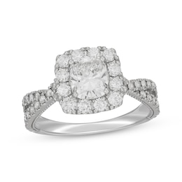 Previously Owned Neil Lane Artistry Cushion-Cut Lab-Grown Diamond Engagement Ring 1-7/8 ct tw 14K White Gold
