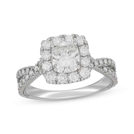 Previously Owned Neil Lane Artistry Cushion-Cut Lab-Grown Diamond Engagement Ring 1-7/8 ct tw 14K White Gold