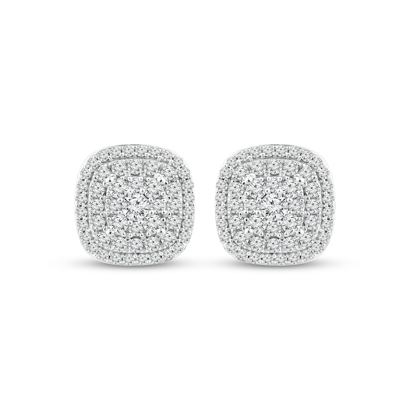 Main Image 2 of Previously Owned KAY Lab-Grown Diamonds Cushion-Shaped Stud Earrings 1 ct tw 10K White Gold