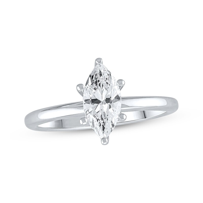 Main Image 1 of Previously Owned Lab-Grown Diamonds Marquise-Cut Solitaire Engagement Ring 1 ct tw 14K White Gold (F/SI2)