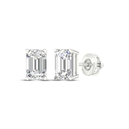 Previously Owned KAY Lab-Grown Diamonds Emerald-Cut Solitaire Stud Earrings 1 ct tw 14K White Gold (F/SI2)