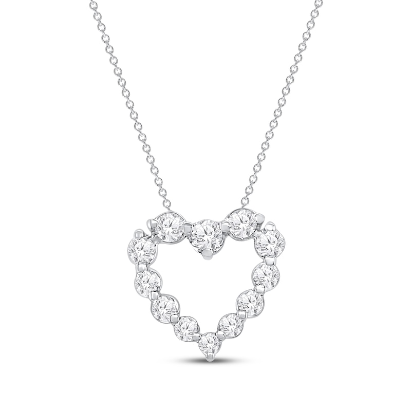 Main Image 1 of Previously Owned KAY Lab-Grown Diamonds Heart Necklace 1-1/2 ct tw 14K White Gold 18"