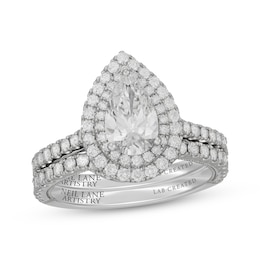 Previously Owned Neil Lane Artistry Pear-Shaped Lab-Grown Diamond Double Halo Bridal Set 2 ct tw 14K White Gold